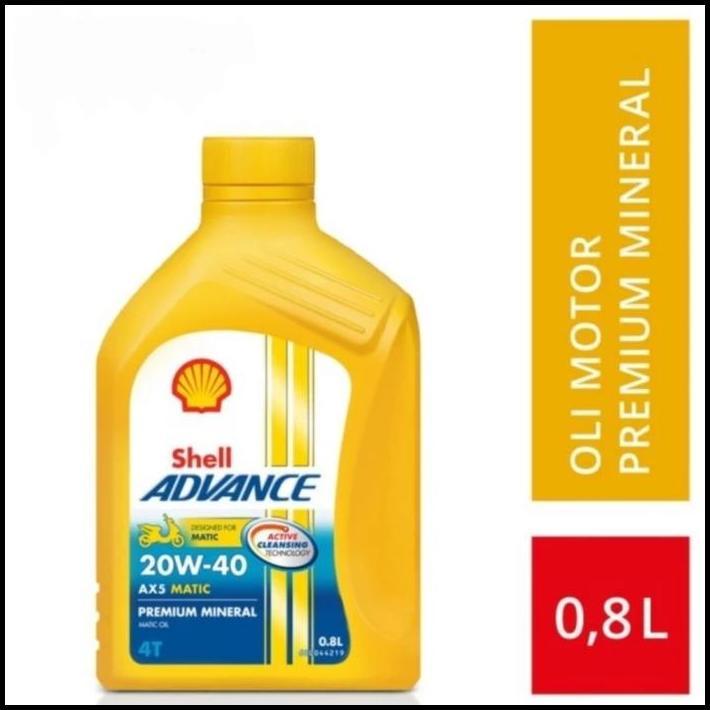 GRATIS ONGKIR OLI SHELL ADVANCE AX5/AX 5 MATIC SCOOTER 20W40/20W-40 JASO MB (0.8L) 
