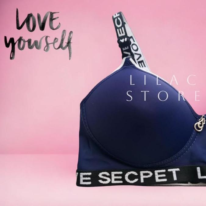 Wkwkwk- 3 Pcs Bra Wanita Busa Tipis Polos List Love Xs #6621 Kait - 2