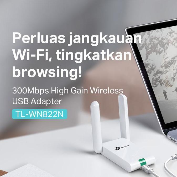 Continued- Tp-Link Tl-Wn822N | 300Mbps Wireless Usb Adapter | Wifi High Gain | Dongle | Kabel 1,5M |