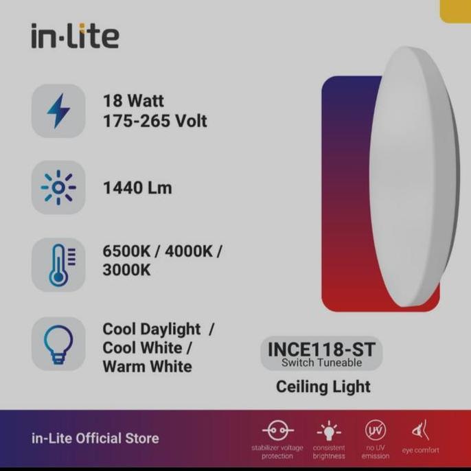 lampu ceilling led inlite 18watt INCE 118 TUNABLE/lampu ballet led