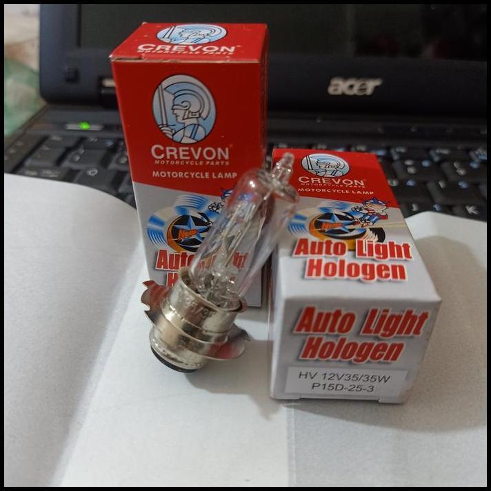 TERLARIS LAMPU/BOHLAM DEPAN MOTOR SUPRA/TIGER 12V 35/35W KAKI 3 (K3) CREVON 