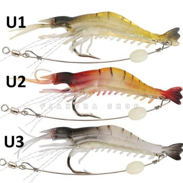 Umpan Udang luminous shrimp lure soft Umpan Udang Menyala Dalam Gelap original