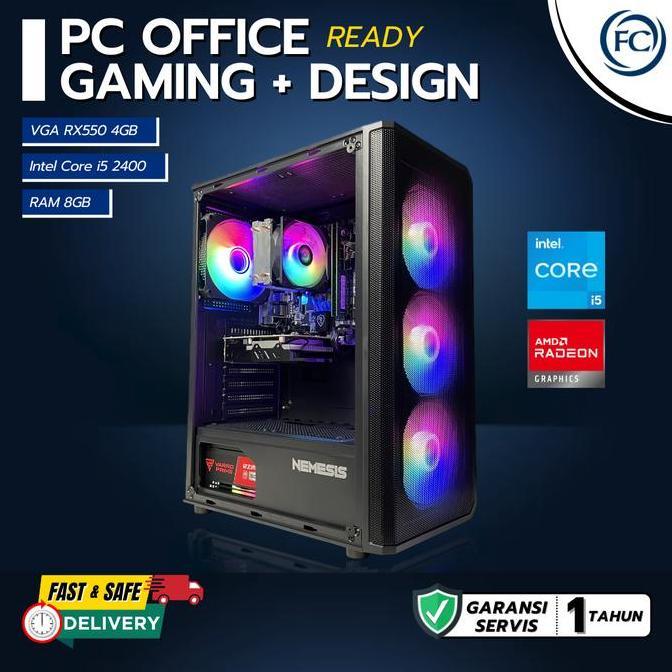 PC GAMING FULL SET RGB + MONITOR SIAP PAKAI (VALORANT PUBG FORTNITE)