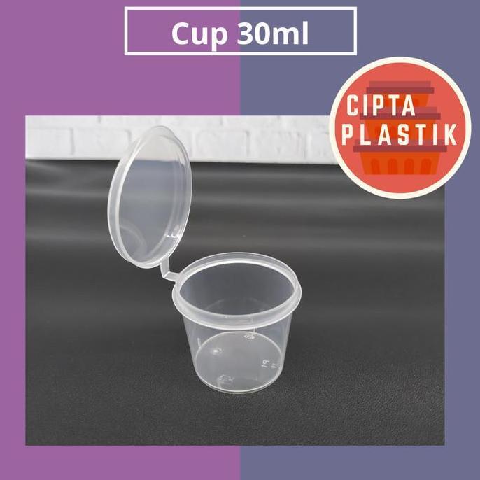 Cup Saos Sambal 30 ml (50 pcs) Tempat Sauce Mini Slime Tutup Sambung