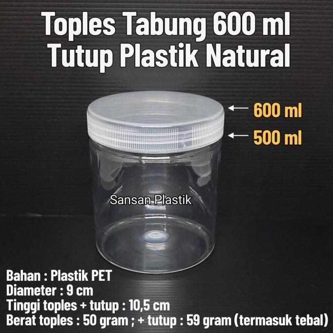Toples Plastik 600ml /Toples tabung 600 ml