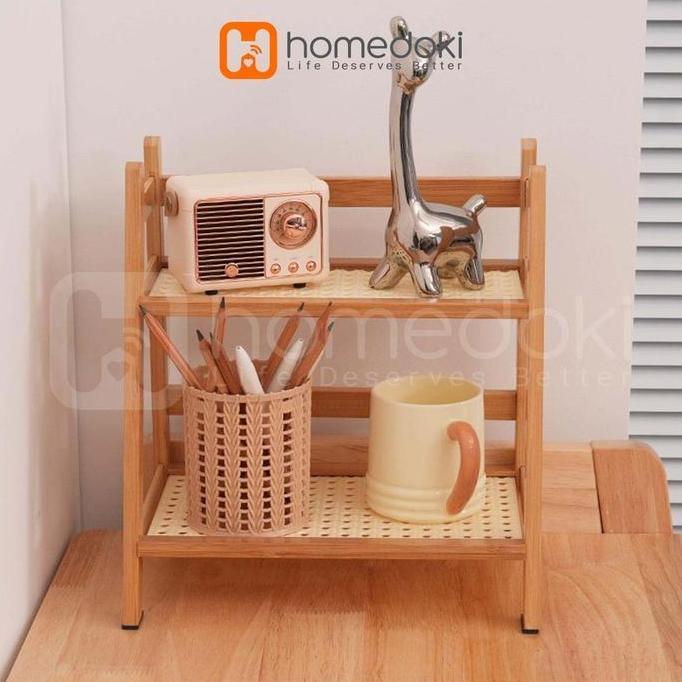 Homedoki  Rak Meja Kayu / Rak Susun Serbaguna / Rak Kayu Susun / Rak Kayu Aesthetic