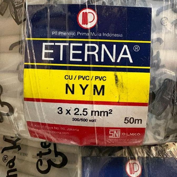 Denki- Kabel Eterna Nym 3X2,5 / Kabel Listrik Eterna Nym 3X2.5 |Per Roll 50 M