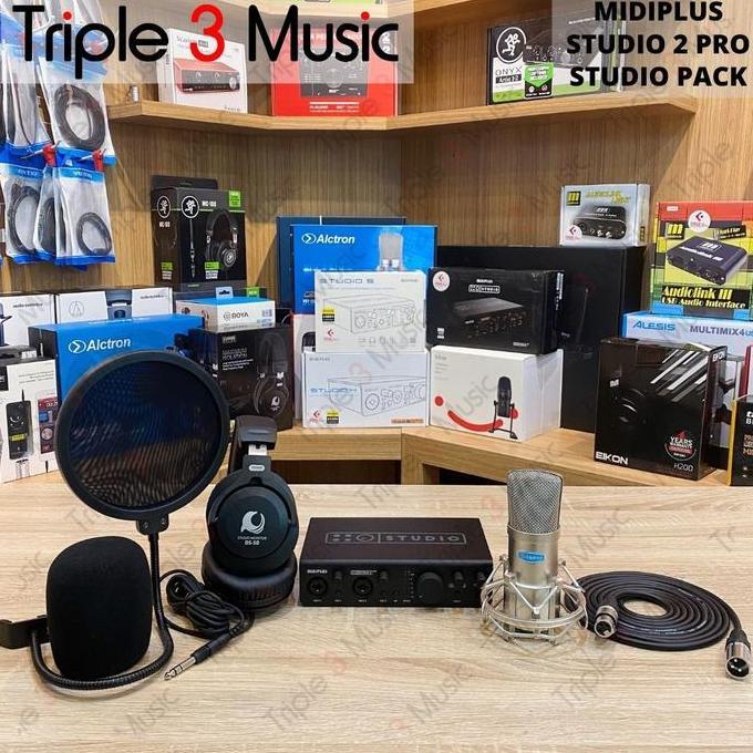Murah Midiplus Studio 2 Pro Studio Package Bundle Paket Recording Soundcard triple33