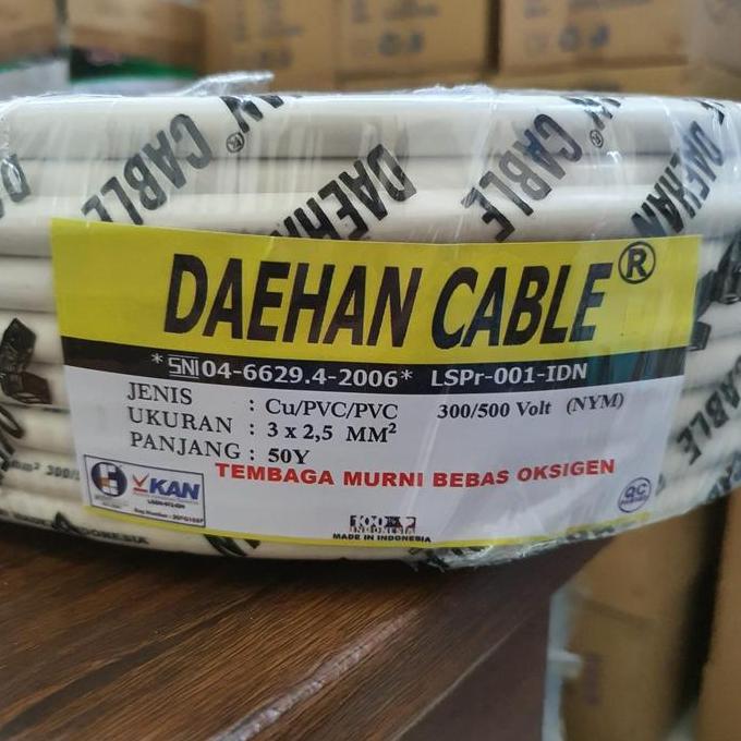 Daehan Kabel Listrik / Kabel Nym Kawat Tembaga Murni Sni 50Yard