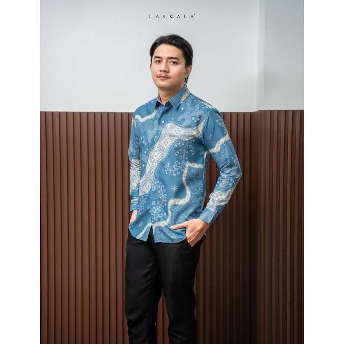 Laskala Batik Premium Wira Kemeja Batik Pria Slimfit Lengan Panjang