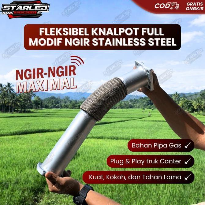 NARDJIOSO Fleksibel Knalpot Suara Ngir Material Pipa Gas untuk Kendaraan Truk Canter Full Modifikasi