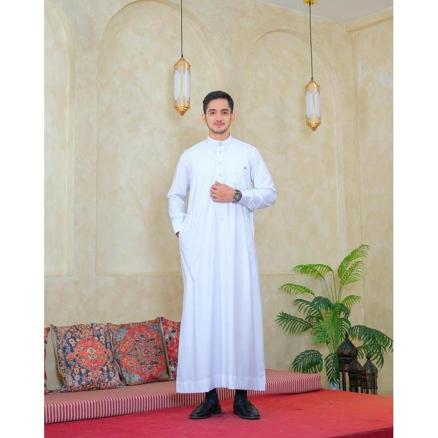 AL Haramain Series Semi Wol Thobe Hamzah Jubah / Gamis Pria Remaja & Dewasa (241760/61/62) | Putih
