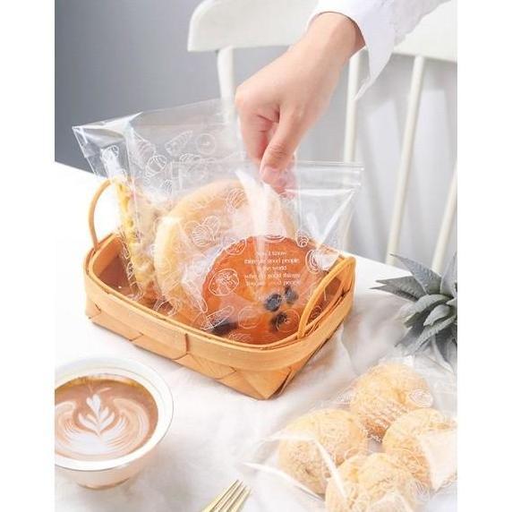 100pcs plastik roti opp plastik roti motif tebal plastik donat kue