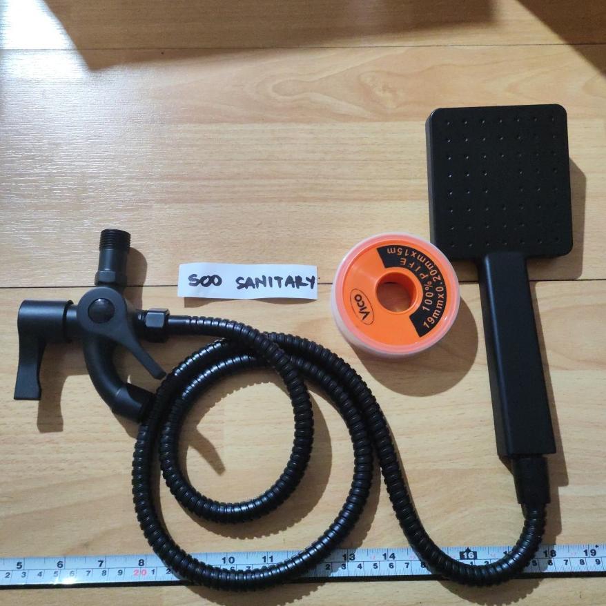 [ Paket Shower ] Hitam Dof Dan Kran - Shower + Kran Double + Seal Tape + Bracket Shower Hitam