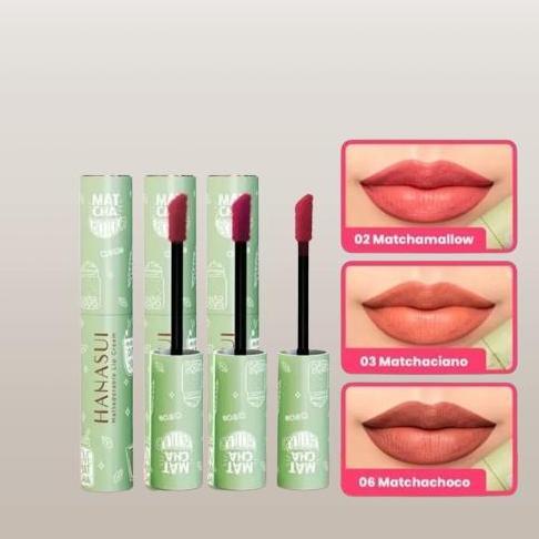 Lipstudio- Hanasui Mattedorable Lip Cream Matcha Latte Edition Lipstick Bibir Lipstik Liquid Gloss W