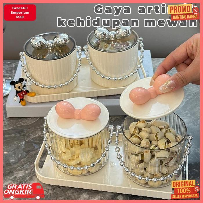Murah Toples Kue Kacang Permen Toples Set + Nampan Toples Imlek Lebaran
