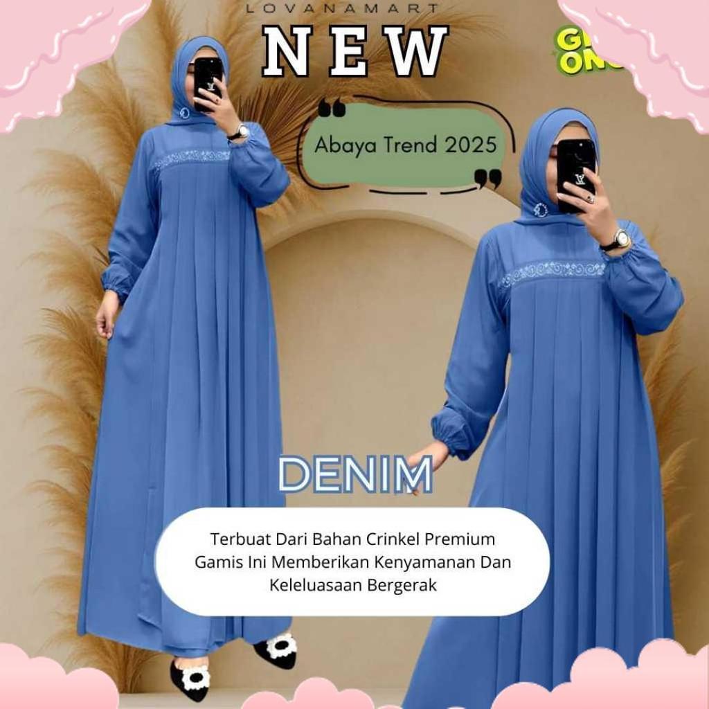 Cuci Gudang Gamis Abaya Bahan Crinkle Airflow Premium Variasi Renda/Payet
