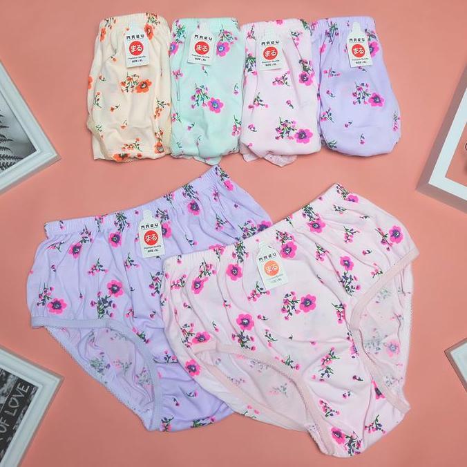 Maru Catalog | 6 PCS & 12 PCS Celana Dalam Wanita Lusinan Jumbo Bumil Motif Bunga Polkadot & Garis