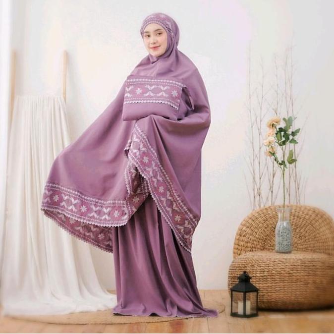 Mukena Songket / Mukena Dewasa Khadijah Jumbo / Mukena Syahbani Khadijah Jumbo / Mukena Bordir Katun