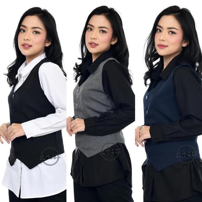 VEST KERJA WANITA PREMIUM BAHAN NYAMAN HITAM NAVY ABU ROMPI WANITA ROMPI KANTOR