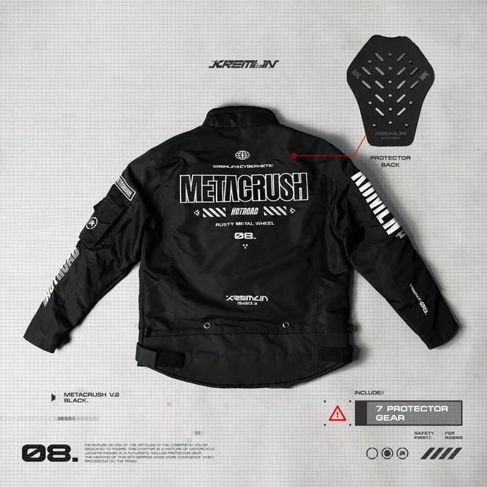 KREMLIN Jacket Black Biker Cyberpunk Motor - METACRUSH V.2 - HITAM