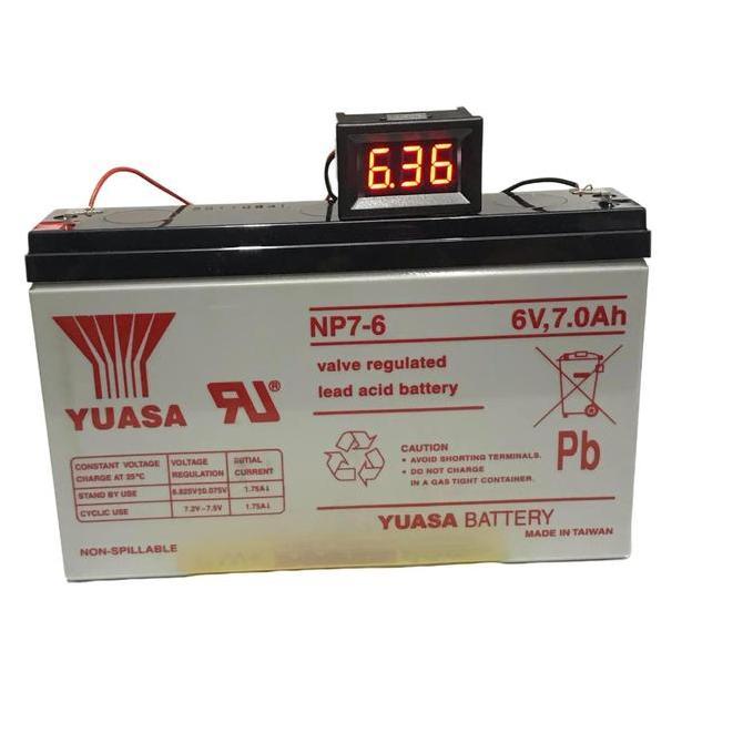 Yuasa Battery NP7-6 6V 7Ah + Digital Volt Meter