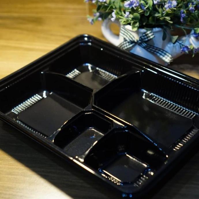 Bento sekat 5 hitam/mika bento sekat 5/tray bento/box bento