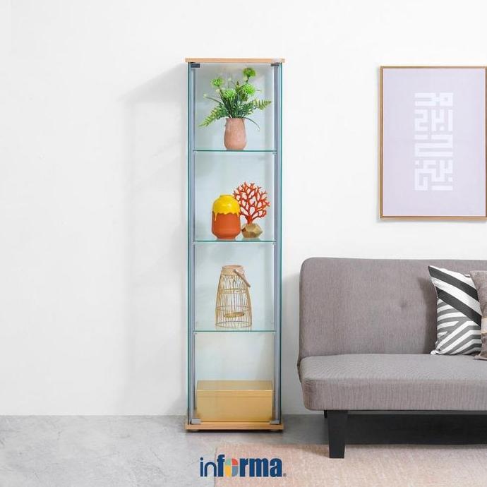 Terlaris Informa Newvy Curio Lemari Pajang 4 Tingkat - Natural Beech Rak Pajangan Etalase Mini Lemar