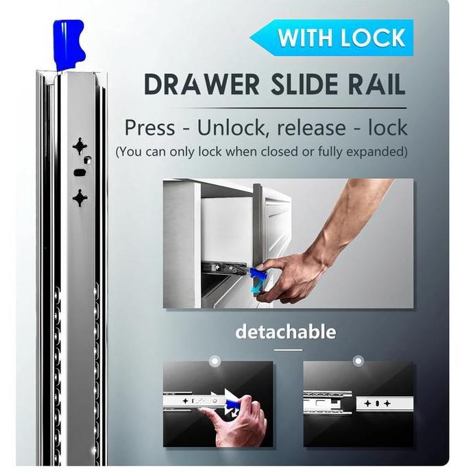 Sale Heavy Duty Drawer Slide With Lock Rel Laci Kunci 100Cm Beban Max 125Kg