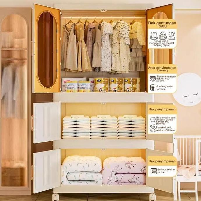 Promo Cod 60%DiskonLemari Lipat Pakaian Multifungsi Lemari Penyimpanan Kebutuhan Sehari-Hari Lemari 