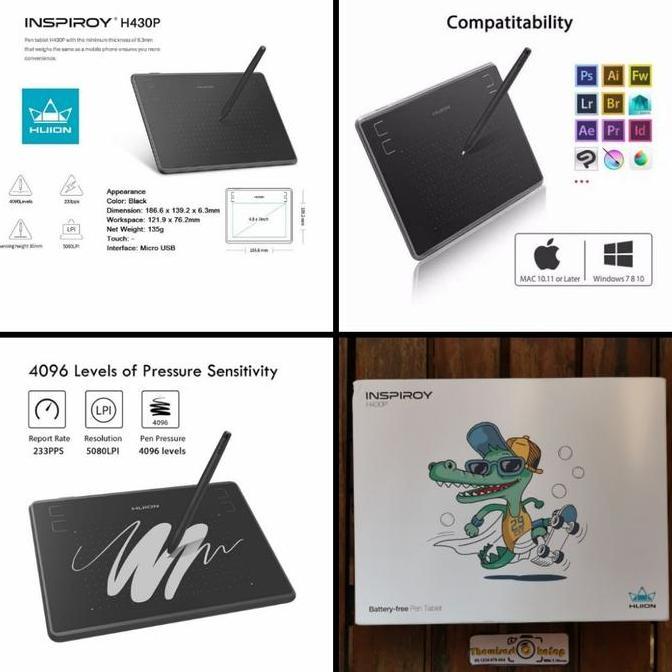 Huion H430P Graphic Drawing Tablet Design Signature OSU Tablet Gambar