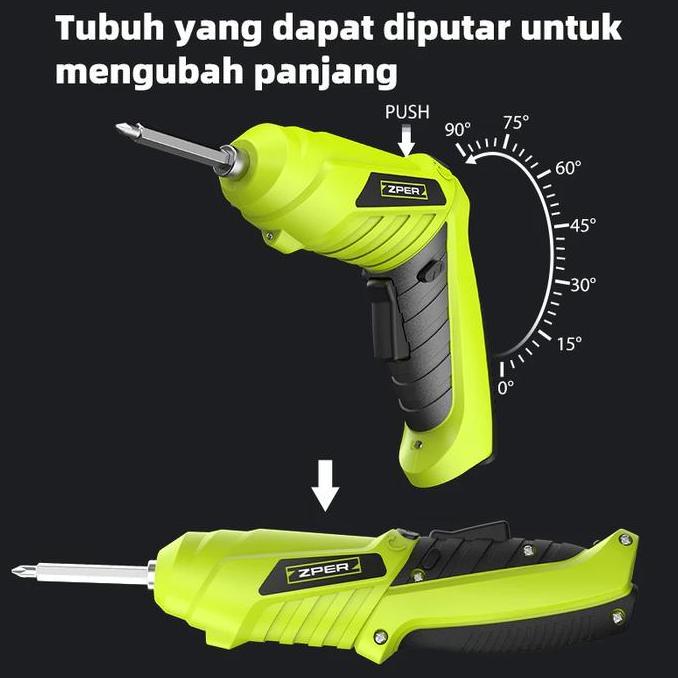 Soon- Zper Mesin Bor Baterai 4.2V Obeng Listrik Cordless Drill Battery Bor Kayu Triplek Besi Bor Zp0