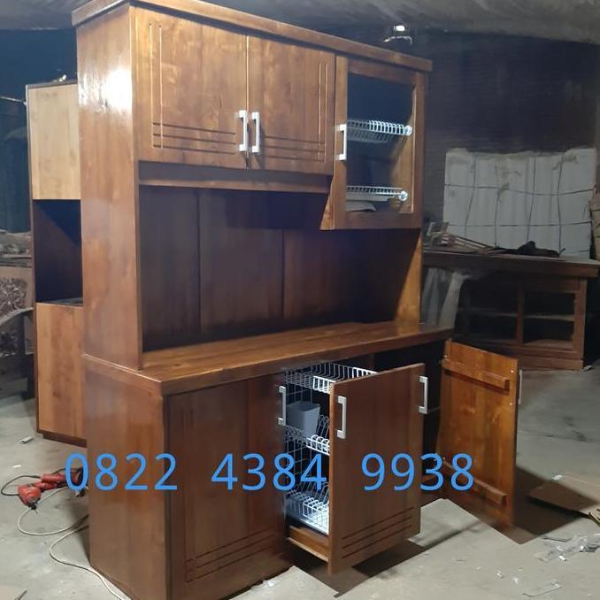Terlaris Rak Piring Lemari Dapur Jati Meja Cabinet Laci Tempat Sendok Murah