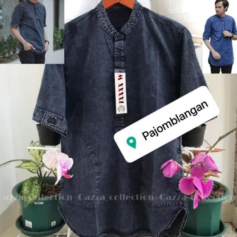 VELMOURA BAJU KOKO  JEANS PRIA KURTA DEWASA PREMIUM QUALITY KURTA JEANS KOKO LENGAN 3/4 SIZE M-4XL J