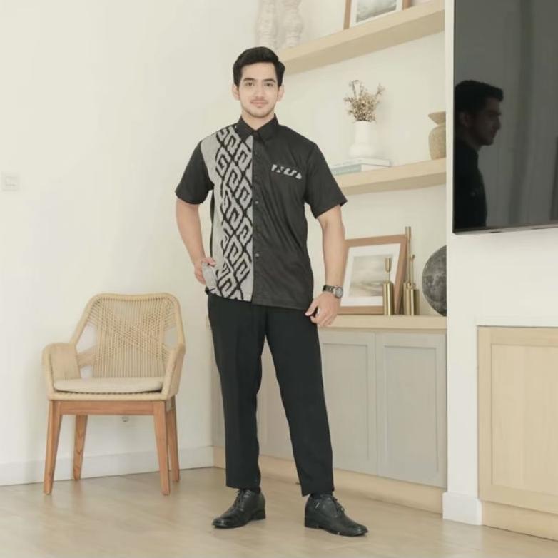 VELMOURA KEMEJA TENUN PRIA KOMBINASI POLOS BAJU ATASAN PRIA TENUN TROSO KOMBINASI TOYOBO BAJU TENUN 