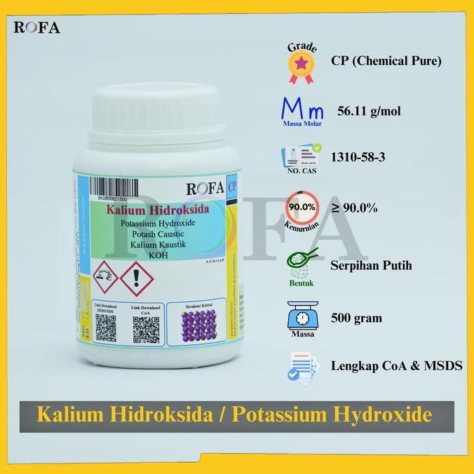 MURAH BERKUALITAS - ROFA Kalium Hidroksida / Potassium Hydroxide / Potasium Hidroksida / KOH CP 500 