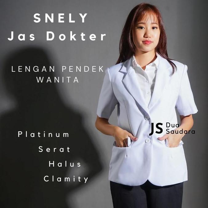 HARGA TERBAIK - SNELI WANITA TANGAN PENDEK / JAS DOKTER WANITA LENGAN PENDEK / BAJU DOKTER WANITA LE