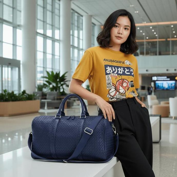 HARGA PABRIK - tas travel anyaman sintetis terbaru kapasitas besar tahan air Kulit