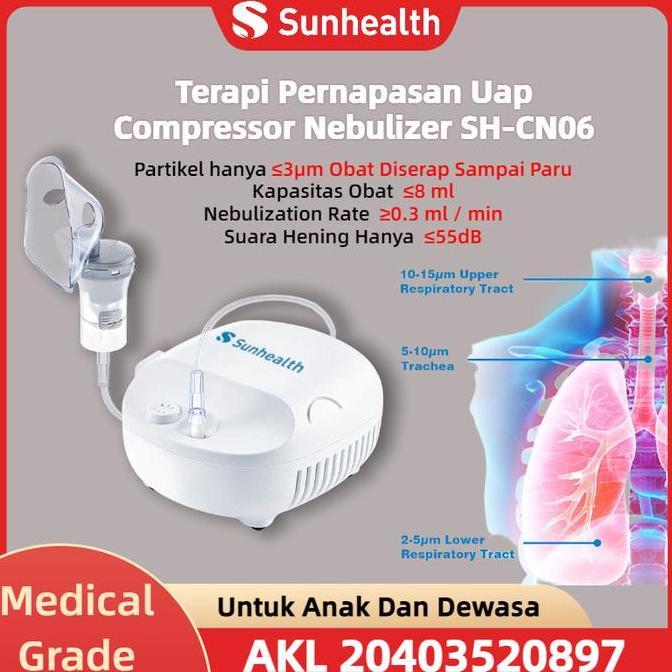 PROMO HARI INI - Compressor Nebulizer SH-CN06 portable uap alat anak alat uap sesak nafas asma uap b