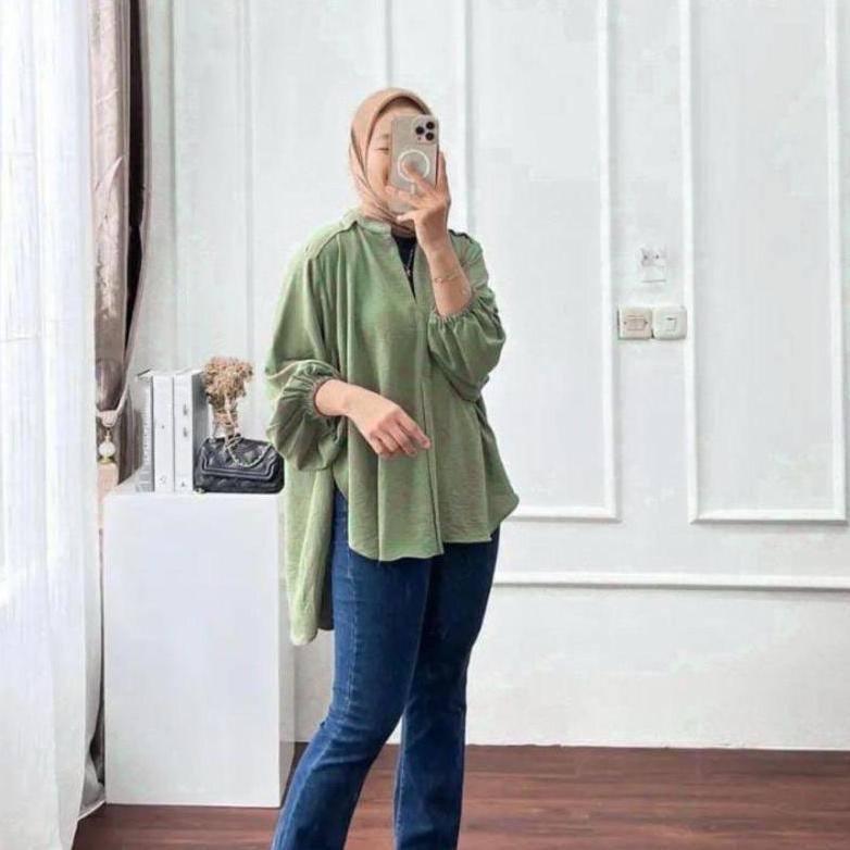 Livia Blouse Kemeja Outer Crinkle Produk Terlaris