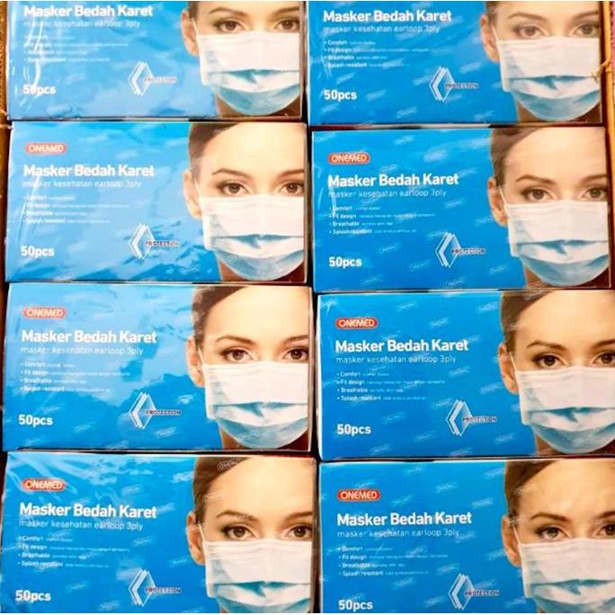 TERBARU - Masker Medis OneMed Earloop 3ply Grosir 1 Karton isi 20 box Masker Karet OneMed