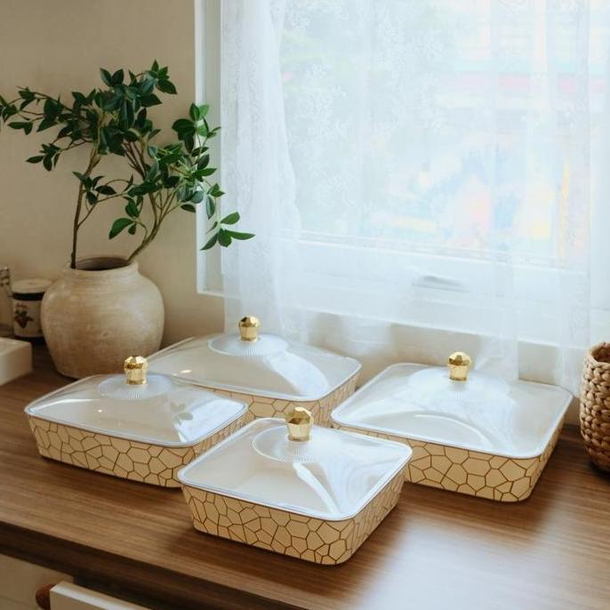 CLEARANCE SALE - Surprice NARA Set Nampan Leon Kotak / Nampan Panjang dan Kotak / Nampan Motif Aesth