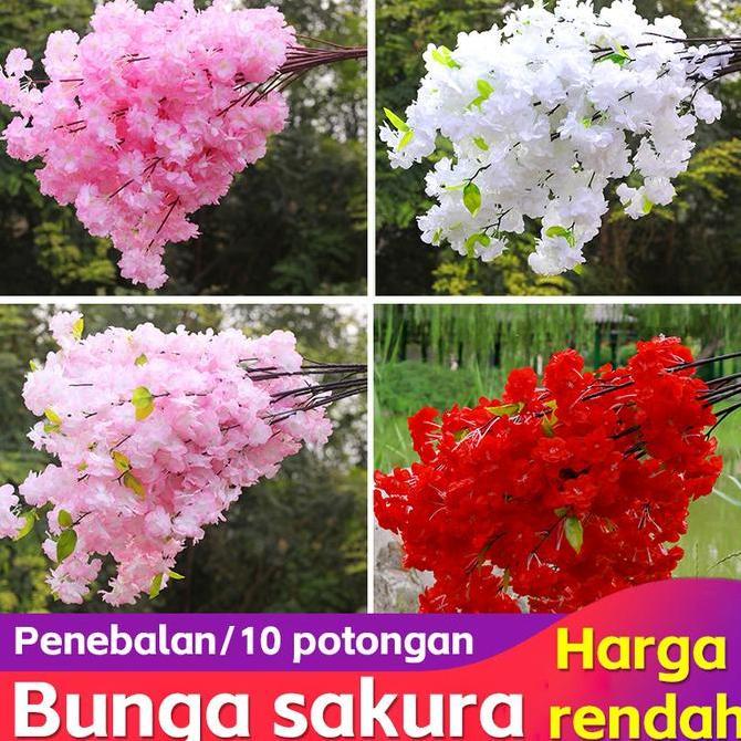 (60PCS) Cherry Blossoms Artificial Panjang 1 Meter / Bunga Hias Dekorasi Pernikahan / Sakura Tangkai