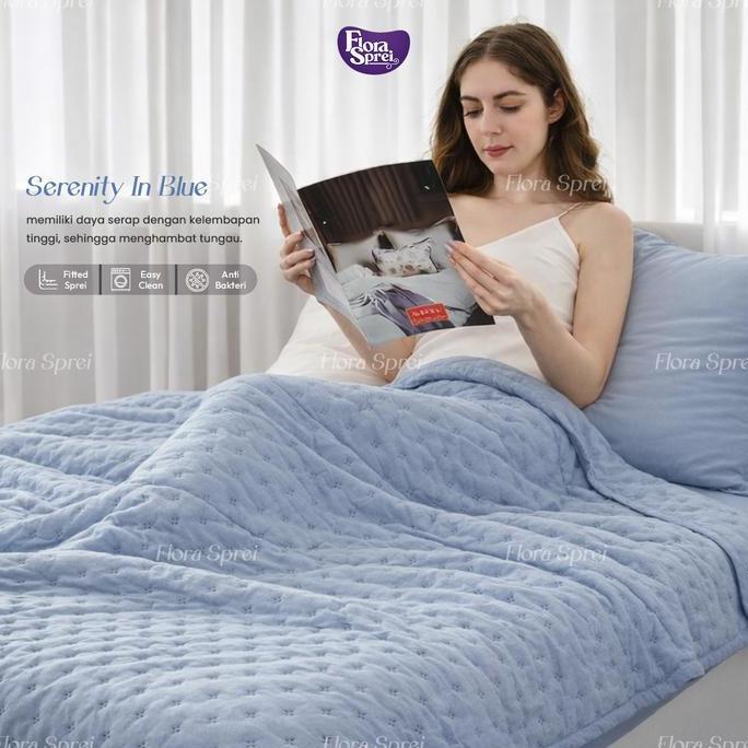CUCI GUDANG - FLORA Sprei Set Selimut Korean Pastel Kain Microtex Adem & Lembut Selimut Tipis | Quil