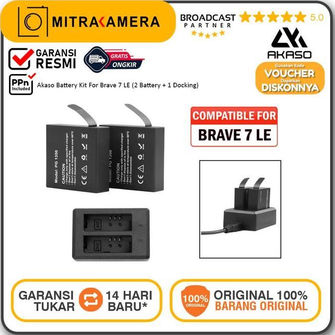 CIAAGUI Akaso Battery Kit For Brave 7 LE (2 Battery + 1 Docking)