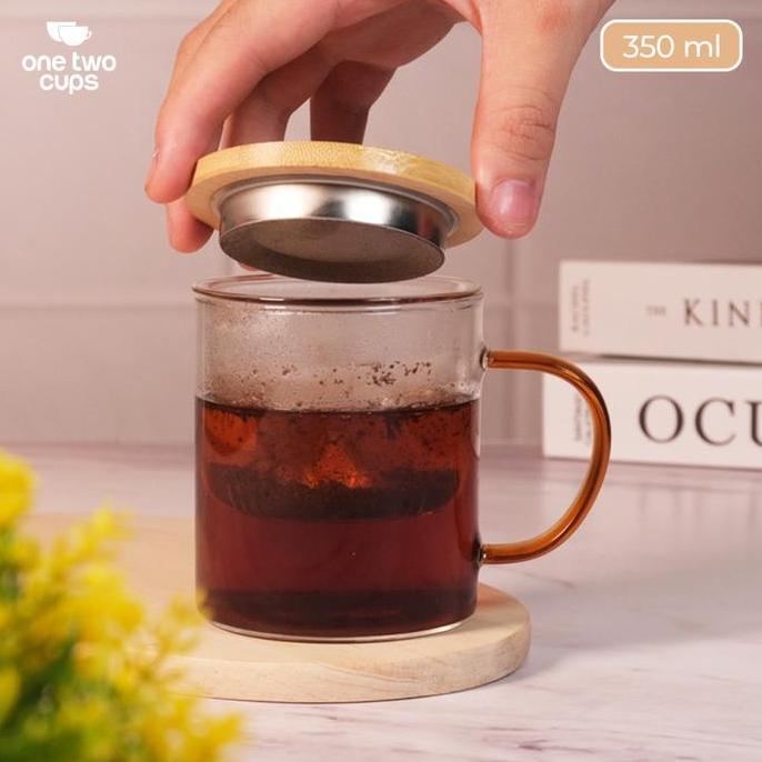 GHUNZING Cangkir Teh Saringan Kaca Tahan Panas Infuser Mug 350ml Kitchenware tea cup Tea separation 