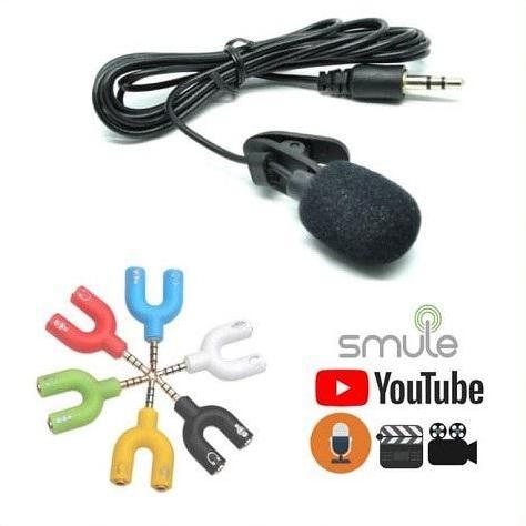 PAKET YOUTUBER VLOGGER SMULE REKAMAN MICROPHONE MIC CLIP ON AUDIO SPLITTER VOICE RECORDER