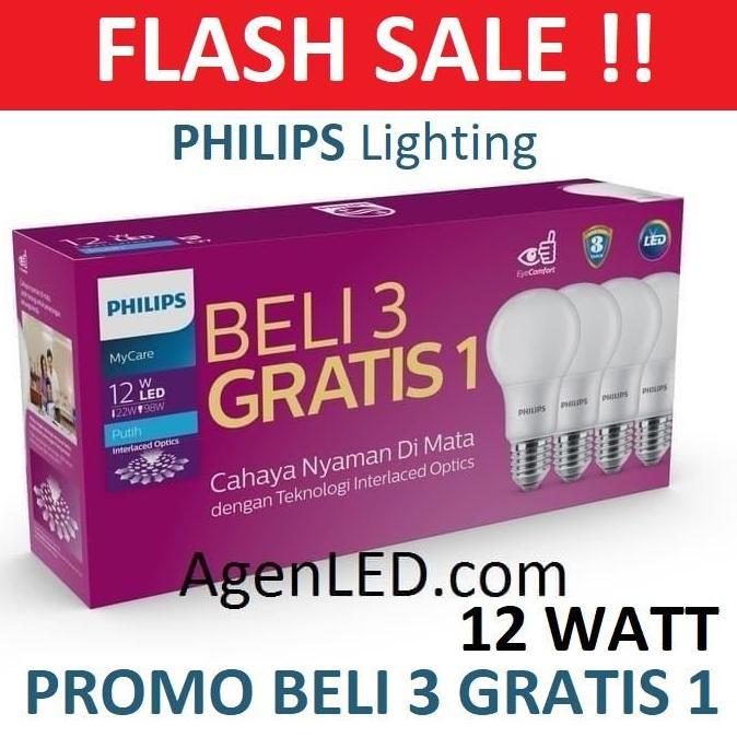 Leggero- Philips Lampu Led 12W Bohlam 12 W Watt Putih Bulb Philip 12Watt Mycare
