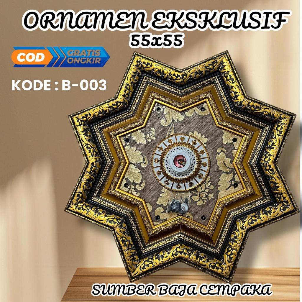 Ornamen Plafon Laris Motif 03 40x40 cm  Ornamen Pvc Gypsum Grc  Dekorasi Langit-langit Rumah Lampu P