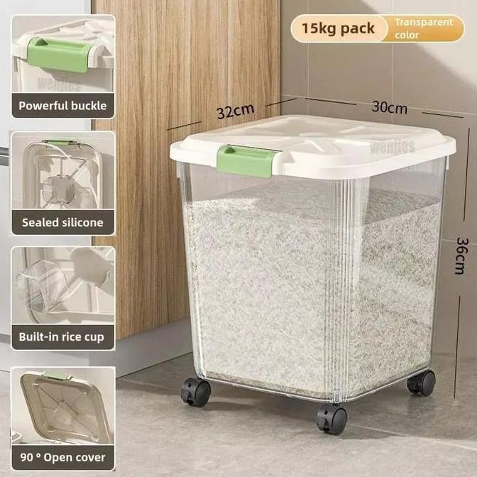 wadah beras aesthetic penyimpanan beras  tempat beras aesthetic dispenser beras 10 kilogram wadah be